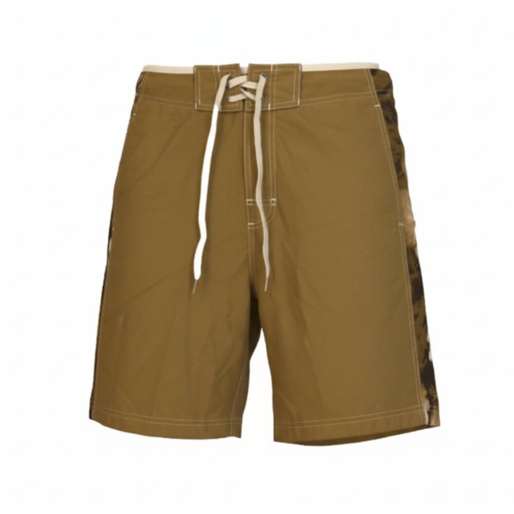 Speedo Men's Swim Trunks Medium Brown Board Shorts Lace Up Surf Style Pockets